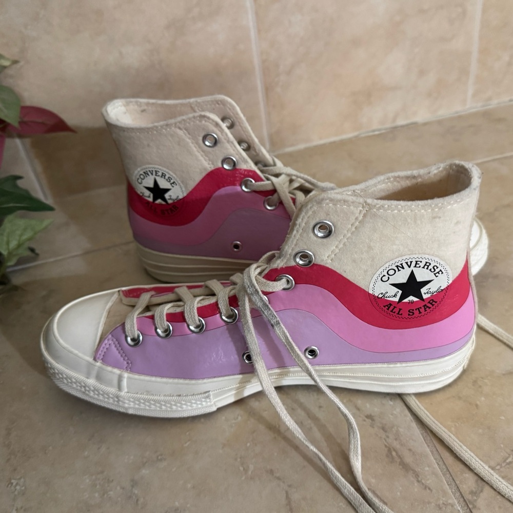 Converse High-Tops with Pink and Lavender Waves